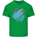 Torn Fiji Flag Fijian Day Football Mens Cotton T-Shirt Tee Top Irish Green