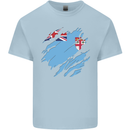Torn Fiji Flag Fijian Day Football Mens Cotton T-Shirt Tee Top Light Blue