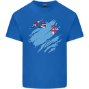 Torn Fiji Flag Fijian Day Football Mens Cotton T-Shirt Tee Top Royal Blue
