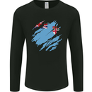 Torn Fiji Flag Fijian Day Football Mens Long Sleeve T-Shirt Black