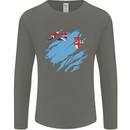 Torn Fiji Flag Fijian Day Football Mens Long Sleeve T-Shirt Charcoal