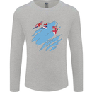 Torn Fiji Flag Fijian Day Football Mens Long Sleeve T-Shirt Sports Grey