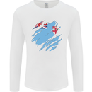 Torn Fiji Flag Fijian Day Football Mens Long Sleeve T-Shirt White