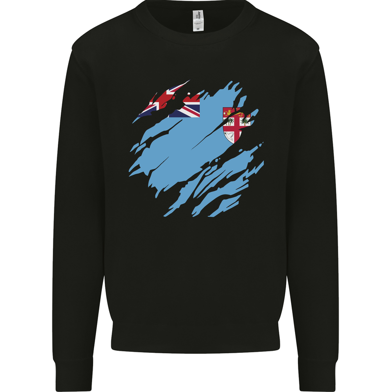 Torn Fiji Flag Fijian Day Football Mens Sweatshirt Jumper Black