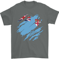 Torn Fiji Flag Fijian Day Football Mens T-Shirt 100% Cotton Charcoal