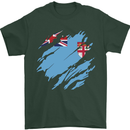 Torn Fiji Flag Fijian Day Football Mens T-Shirt 100% Cotton Forest Green