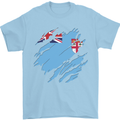 Torn Fiji Flag Fijian Day Football Mens T-Shirt 100% Cotton Light Blue
