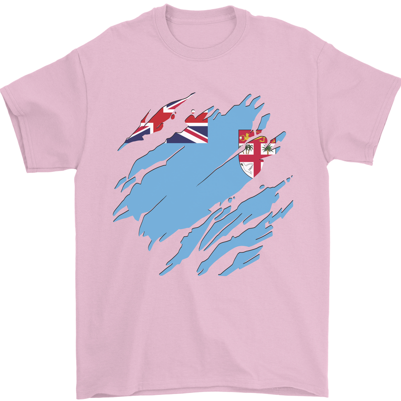 Torn Fiji Flag Fijian Day Football Mens T-Shirt 100% Cotton Light Pink