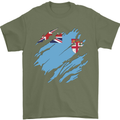Torn Fiji Flag Fijian Day Football Mens T-Shirt 100% Cotton Military Green
