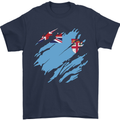 Torn Fiji Flag Fijian Day Football Mens T-Shirt 100% Cotton Navy Blue