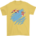 Torn Fiji Flag Fijian Day Football Mens T-Shirt 100% Cotton Yellow