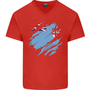 Torn Fiji Flag Fijian Day Football Mens V-Neck Cotton T-Shirt Red