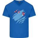 Torn Fiji Flag Fijian Day Football Mens V-Neck Cotton T-Shirt Royal Blue