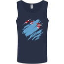 Torn Fiji Flag Fijian Day Football Mens Vest Tank Top Navy Blue
