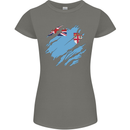 Torn Fiji Flag Fijian Day Football Womens Petite Cut T-Shirt Charcoal