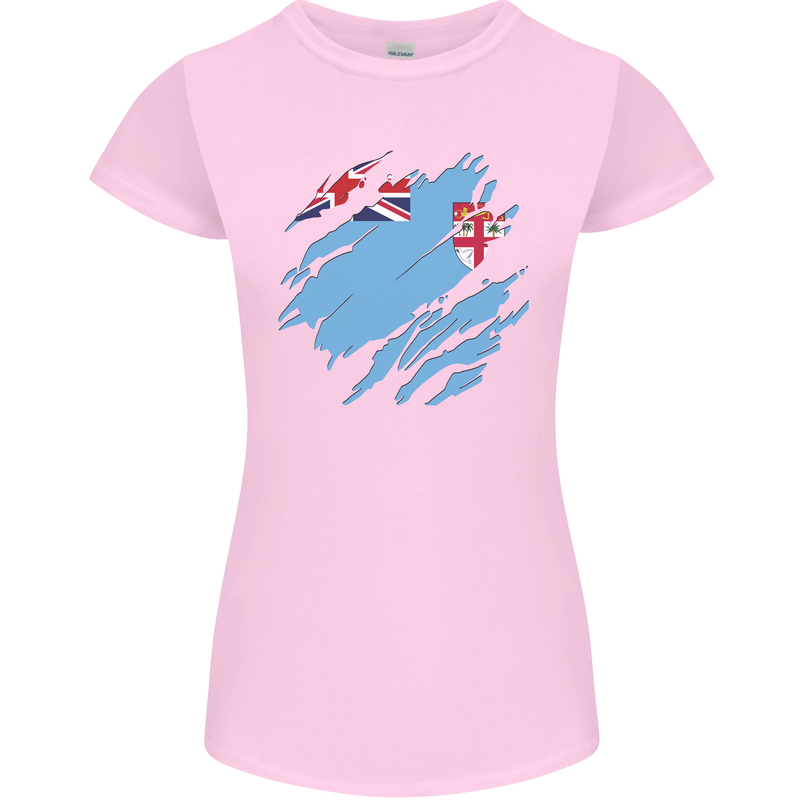 Torn Fiji Flag Fijian Day Football Womens Petite Cut T-Shirt Light Pink