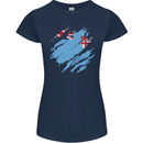 Torn Fiji Flag Fijian Day Football Womens Petite Cut T-Shirt Navy Blue