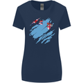 Torn Fiji Flag Fijian Day Football Womens Wider Cut T-Shirt Navy Blue