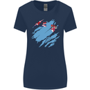 Torn Fiji Flag Fijian Day Football Womens Wider Cut T-Shirt Navy Blue
