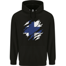 Torn Finland Flag Finnish Day Football Childrens Kids Hoodie Black