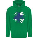 Torn Finland Flag Finnish Day Football Childrens Kids Hoodie Irish Green