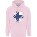 Torn Finland Flag Finnish Day Football Childrens Kids Hoodie Light Pink