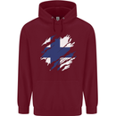 Torn Finland Flag Finnish Day Football Childrens Kids Hoodie Maroon