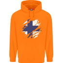 Torn Finland Flag Finnish Day Football Childrens Kids Hoodie Orange