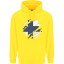 Torn Finland Flag Finnish Day Football Childrens Kids Hoodie Yellow