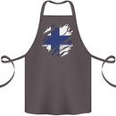 Torn Finland Flag Finnish Day Football Cotton Apron 100% Organic Dark Grey