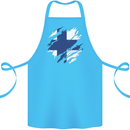 Torn Finland Flag Finnish Day Football Cotton Apron 100% Organic Turquoise