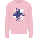 Torn Finland Flag Finnish Day Football Kids Sweatshirt Jumper Light Pink