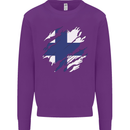 Torn Finland Flag Finnish Day Football Kids Sweatshirt Jumper Purple