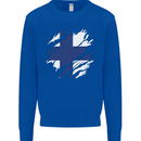 Torn Finland Flag Finnish Day Football Kids Sweatshirt Jumper Royal Blue