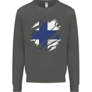 Torn Finland Flag Finnish Day Football Kids Sweatshirt Jumper Storm Grey