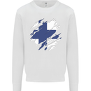 Torn Finland Flag Finnish Day Football Kids Sweatshirt Jumper White