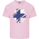 Torn Finland Flag Finnish Day Football Kids T-Shirt Childrens Light Pink