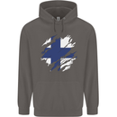 Torn Finland Flag Finnish Day Football Mens 80% Cotton Hoodie Charcoal