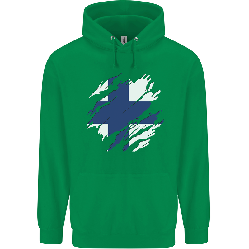 Torn Finland Flag Finnish Day Football Mens 80% Cotton Hoodie Irish Green