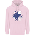 Torn Finland Flag Finnish Day Football Mens 80% Cotton Hoodie Light Pink