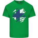 Torn Finland Flag Finnish Day Football Mens Cotton T-Shirt Tee Top Irish Green