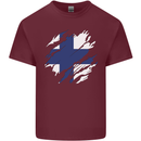 Torn Finland Flag Finnish Day Football Mens Cotton T-Shirt Tee Top Maroon