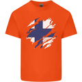 Torn Finland Flag Finnish Day Football Mens Cotton T-Shirt Tee Top Orange