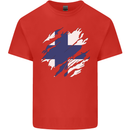 Torn Finland Flag Finnish Day Football Mens Cotton T-Shirt Tee Top Red