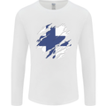 Torn Finland Flag Finnish Day Football Mens Long Sleeve T-Shirt White