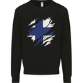 Torn Finland Flag Finnish Day Football Mens Sweatshirt Jumper Black