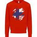 Torn Finland Flag Finnish Day Football Mens Sweatshirt Jumper Bright Red