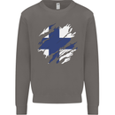 Torn Finland Flag Finnish Day Football Mens Sweatshirt Jumper Charcoal