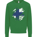 Torn Finland Flag Finnish Day Football Mens Sweatshirt Jumper Irish Green