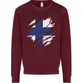 Torn Finland Flag Finnish Day Football Mens Sweatshirt Jumper Maroon